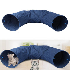 Collapsible Cat Tunnel Interactive Peep Hole Toy Tube Blue