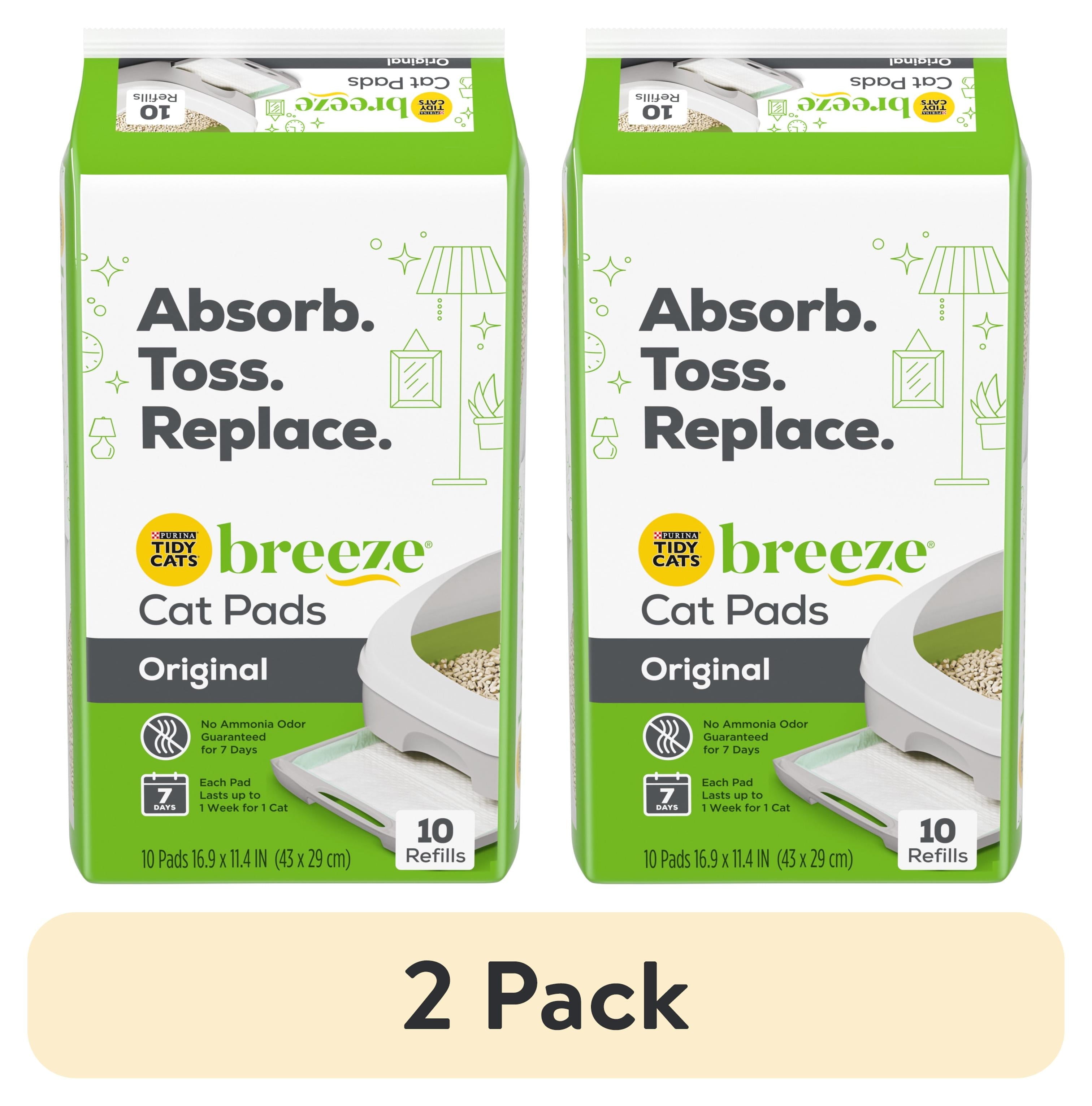 (10 Pack) Breeze Absorbent Cat Litter Pads, 24/7 Odor Control, Refill Pack, 10 Ct. Pouch