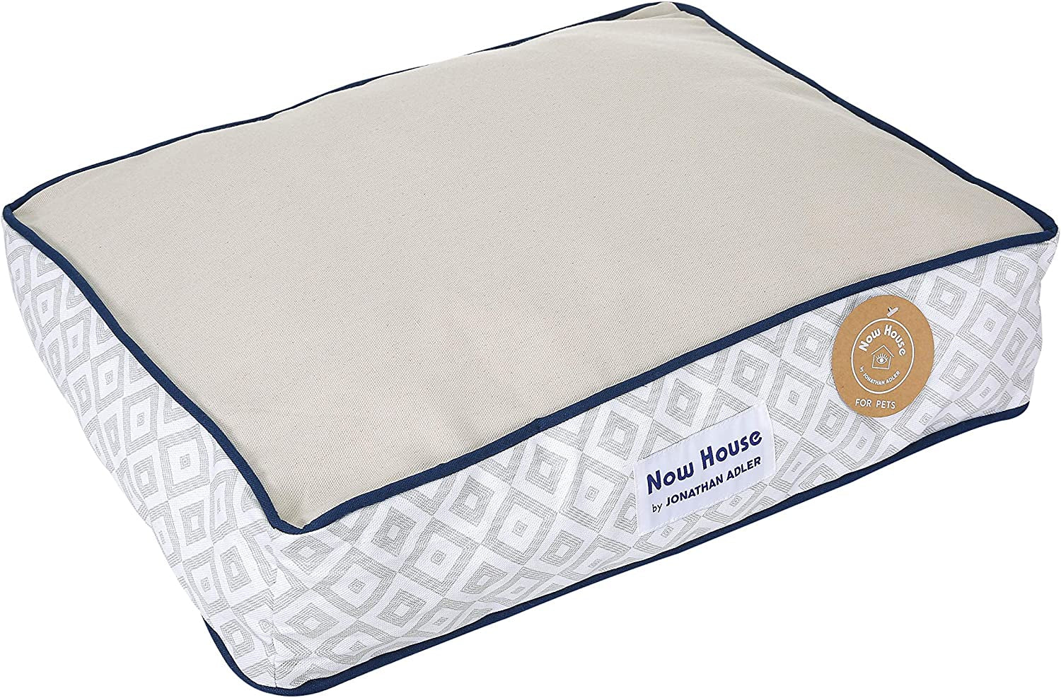 Now House for Pets Grey Diamond Cushion Dog Bed, Small Dog Bed, Machine Washable, Cotton/Poly Blend, 17X22X5 Inches