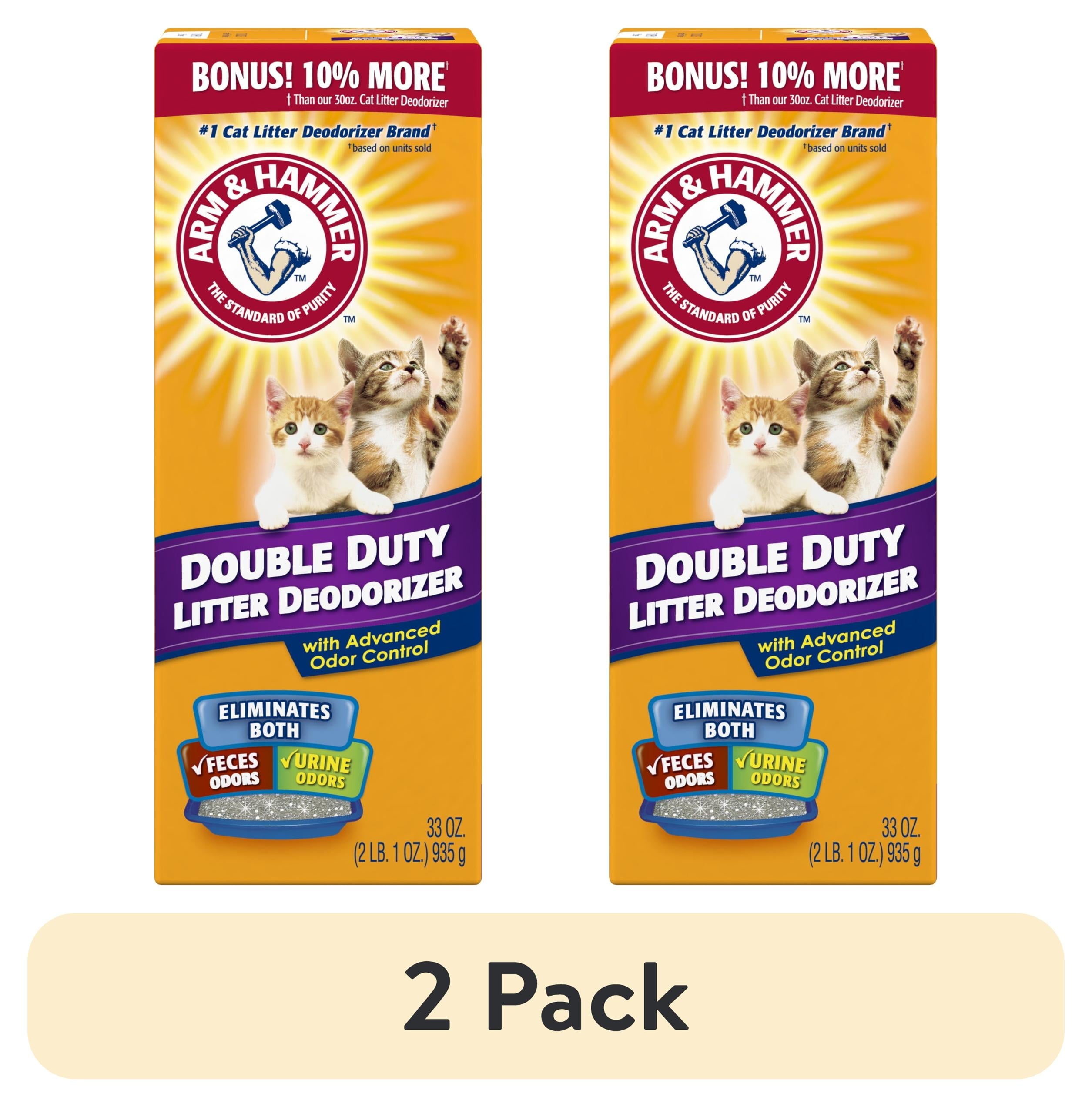 (2 Pack) Double Duty Cat Litter Deodorizer and Pet Odor Eliminator, 33 Oz Box
