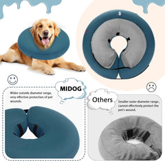 Inflatable Dog Neck Donut Collar Alternative after Surgery, Soft Protective Recovery Cone for Small Medium Large Dogs and Cats Puppies - Alternative E Collar (Blue, XL)