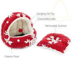 Christmas Red Cat Bed S