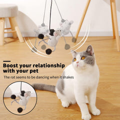 Cat Wand Toy Cute Mouse Tease Cat Wand Interactive Indoor Toy Swing and Squeak Fun Toy Kitten Play with Cat Interactive Chase Movement Reduce Boredom Suitable for All Cat Toys