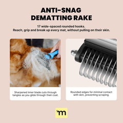 Dog Brush for Shedding - 2 in 1 Undercoat Rake Deshedding Tool for Medium to Large Double-Coated Dog Grooming - Pet Dematting Comb - Pet Deshedder (Blue)