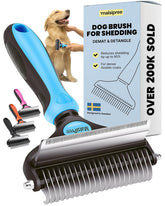 Dog Brush for Shedding - 2 in 1 Undercoat Rake Deshedding Tool for Medium to Large Double-Coated Dog Grooming - Pet Dematting Comb - Pet Deshedder (Blue)