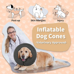 Soft Dog Cone for Large Dogs, Inflatable Dog Donut Collar Recovery Alternative after Surgery, Cone for Dogs after Surgery to Stop Licking and Prevent from Biting or Scratching