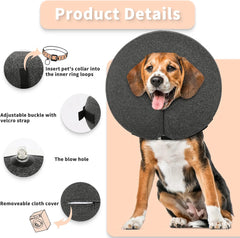 Soft Dog Cone for Large Dogs, Inflatable Dog Donut Collar Recovery Alternative after Surgery, Cone for Dogs after Surgery to Stop Licking and Prevent from Biting or Scratching