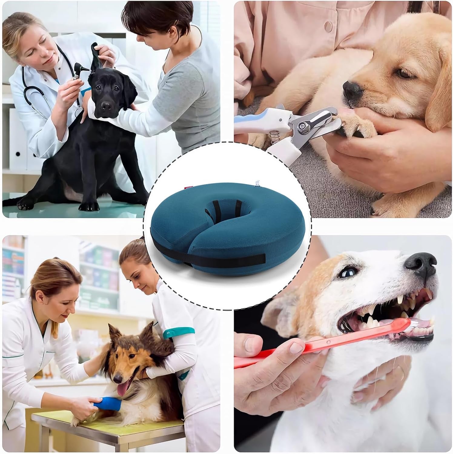Inflatable Dog Neck Donut Collar Alternative after Surgery, Soft Protective Recovery Cone for Small Medium Large Dogs and Cats Puppies - Alternative E Collar (Blue, XL)